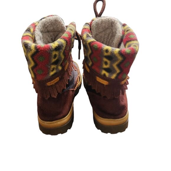 Pajar brown suede cow hair Aztec print lace up boots Sz 7 - Picture 2 of 11